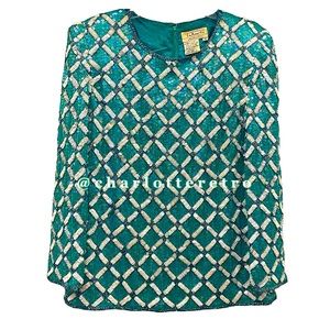 vtg Talbots Silk Sequin Trophy Top